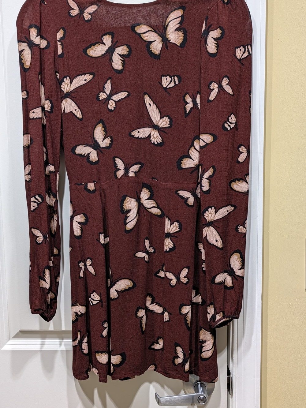 Reformation Maroon Mini Skirt with Pink Butterfly Print